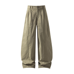 胖胖哥日系工装弯刀裤男春季百搭大码宽松设计直筒阔腿裤休闲长裤