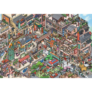 雀麦雀实大1.0系列造景贴纸加大版港风城寨街景系列微缩场景3D立体贴画手帐手工diy玩具女孩打发时间新年礼物