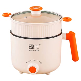 宿舍泡面电煮锅两人食小功率蒸煮煎炒一体不锈钢带蒸笼家用多功能