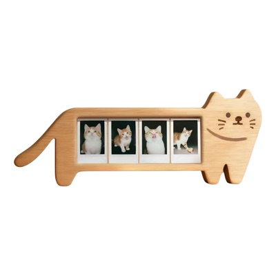 木质猫咪相框记录四季照片