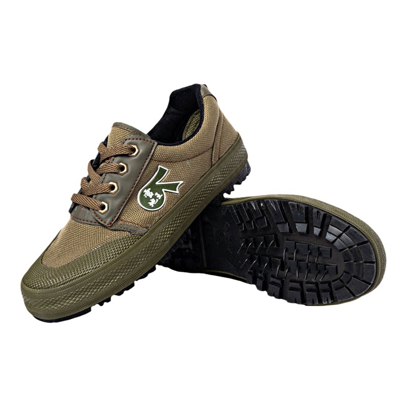 低帮解放鞋男工地防滑耐磨黄胶鞋雪地王单鞋军卡其色劳保鞋民训作