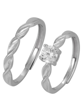 一对情侣对戒钱万千925纯银简约