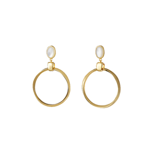 【立享88折】Neverfar贝母莫比乌斯环耳环ins18K镀金轻奢风