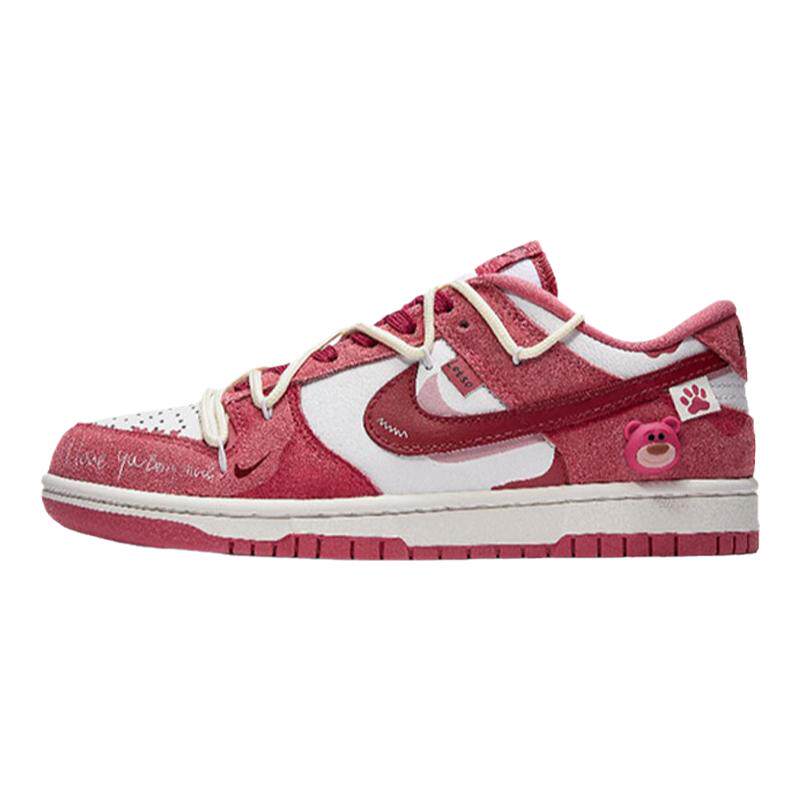 球鞋定制耐克Nike Dunk草莓派对小熊冬季新款低帮板鞋女款粉红色
