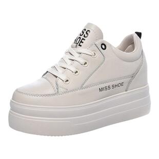 内增高女鞋厚底松糕鞋小个子春天搭配裙子鞋子8cm休闲运动小白鞋