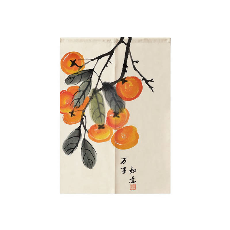 中式厨房卧室半帘棉麻布对开门帘