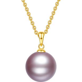 周六福18K淡水珍珠吊坠女款爱迪生珍色近圆优雅送女友新年礼物