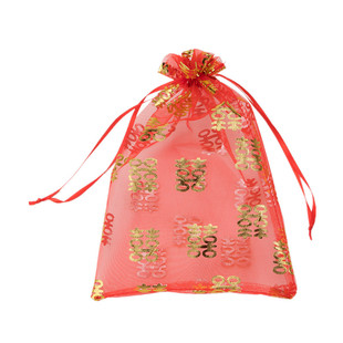 喜糖袋子纱袋烫金喜字结婚礼品袋满月回礼包装袋花生瓜子收纳网袋