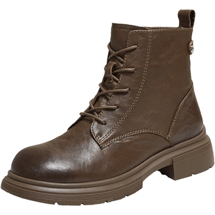 TATA他她靴子冬季新款时装靴短筒靴厚底加绒女鞋马丁靴WXB06DD5