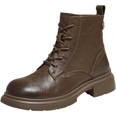 TATA他她靴子2025冬季新款时装靴短筒靴加绒女鞋马丁靴WXB06DD5