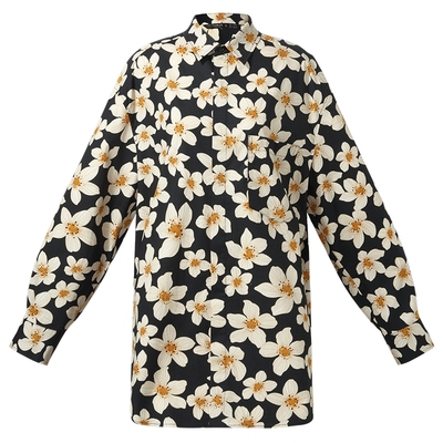 歌莉娅夏季男女同款宽松印花衬衫