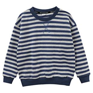 男童条纹春秋款卫衣中大童25新款儿童男孩炸街休闲加绒长袖打底衫