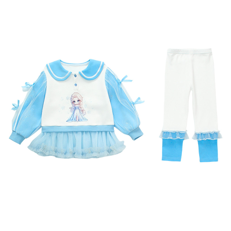 女童园服学院演出服宝宝爱莎公主卫衣打底裤宝宝cos服表演两件套