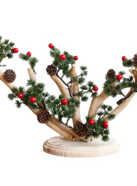 手工木质迎春发财树店铺桌面装饰