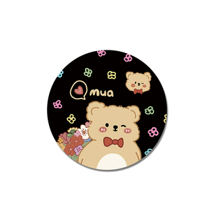 送花情侣小熊鼠标垫男女生办公电脑键盘垫ins风定制圆形书桌面垫