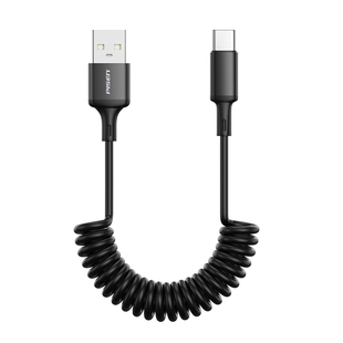 品胜数据线弹簧伸缩便携快充线车载carpaly投屏链接线充电器线适用于苹果8/14/15/17华为荣耀小米手机平板