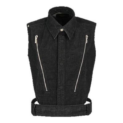 水洗可拆卸腰带牛仔马甲男女同款