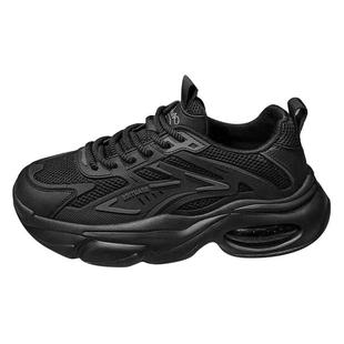 男鞋冬季黑色厚底厨房防滑休闲运动耐磨上班工作黑武士老爹劳保鞋