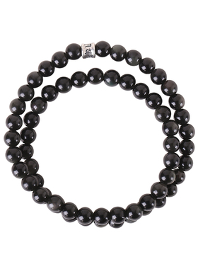 六字真言天然黑曜石手链女款黑色水晶手串两圈多圈叠戴护身招财