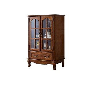 美式实木酒柜 欧式客厅小酒柜靠墙小立柜储物展示柜电视柜小边柜