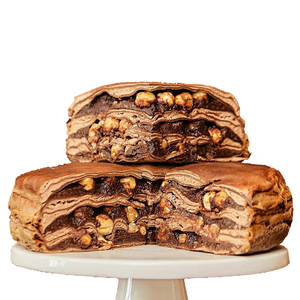 巧克力榛子仁千层蛋糕爆浆奶油可可味生日蛋糕下午茶甜品网红爆款