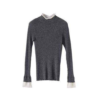 AS打底衫高领撞色拼接毛衣