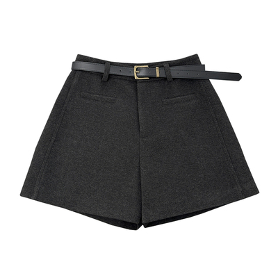 毛呢短裤女秋冬外穿显瘦阔腿