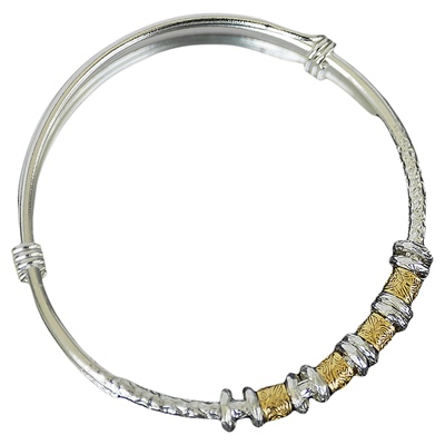 国风男女足银描金手镯