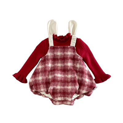 婴儿兔子包屁衣加绒加厚三角哈衣