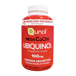 美国直邮Qunol Mega还原型辅酶Q10胶囊泛醇水溶性CoQ10辅酶120粒