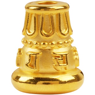 足金999黄金六字真言佛塔手串佛珠塔帽头配饰男女文玩手链背云