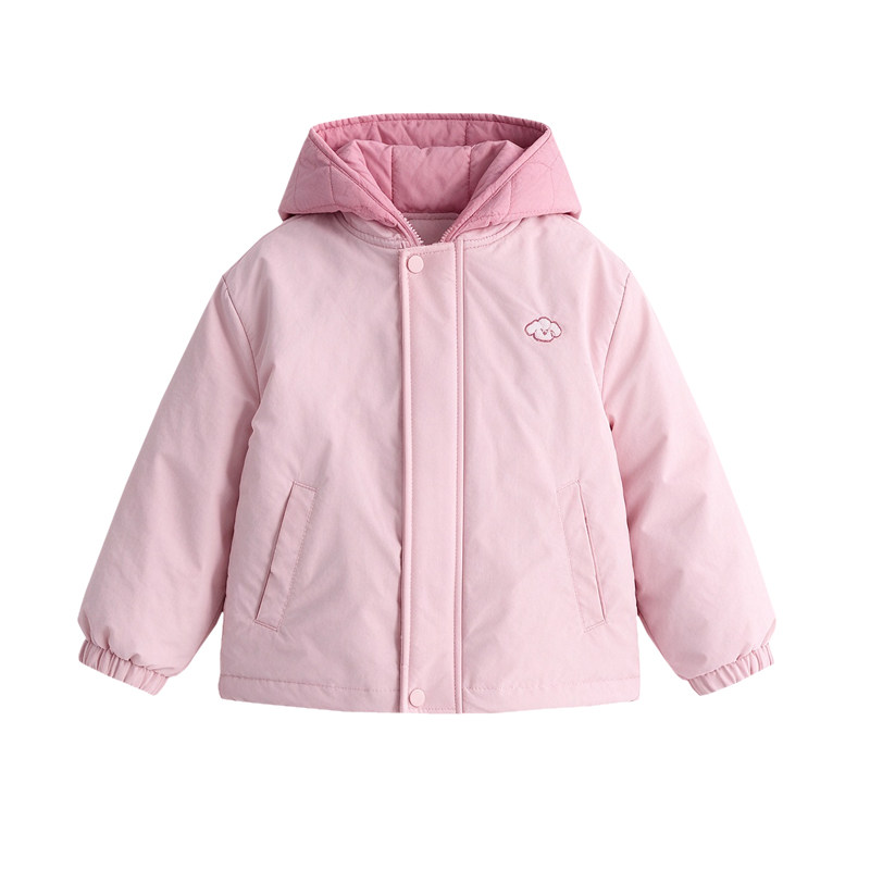 大小卷冬棉服风衣菱格马甲两件套