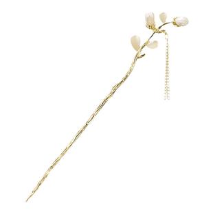 新中式花朵发簪女珍珠款流苏高级感国风旗袍簪子发钗古风步摇发饰