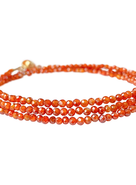 天然橙榴石三圈手链项链两用款