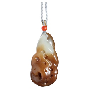 新疆天然和田玉且末料糖白玉太湖石吊坠时来运转男女款玉佩将将