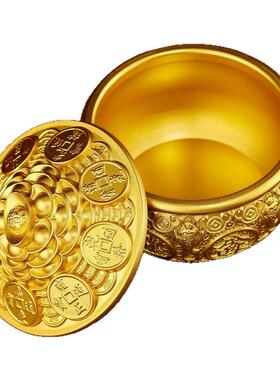 金蟾聚盆黄铜满元客厅玄关茶几公室家用创意摆件家客厅摆件