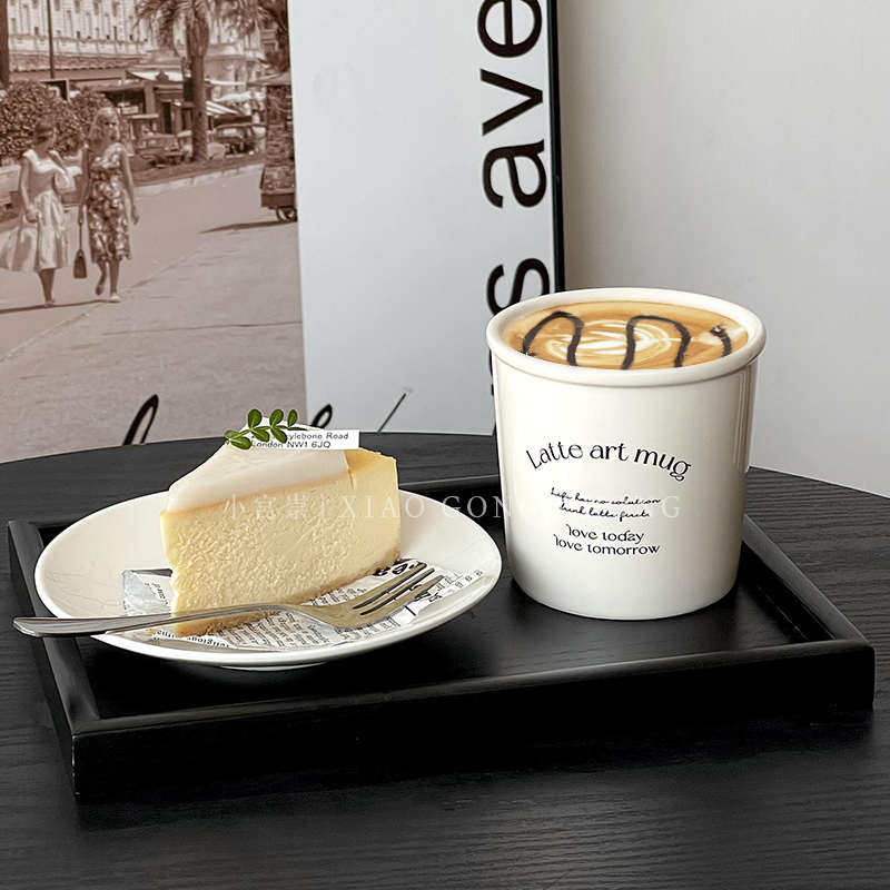 韩式ins风纸杯造型陶瓷杯可爱奶白字母咖啡杯牛奶杯手握杯马克杯