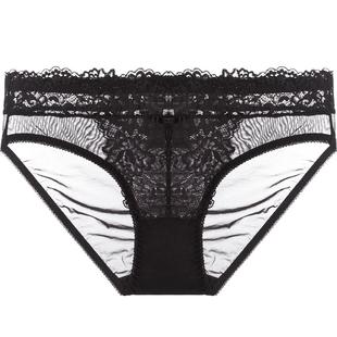 歌力诺蕾丝内裤女内衣白色性感网纱超薄款法式不夹臀低腰三角短裤