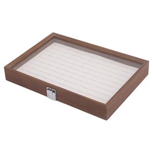 百位黑胡桃木纹戒指盒木质大容量首饰收纳盒珠宝饰品展示盒防氧化