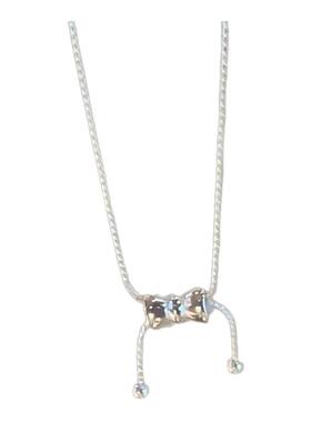 韩国进口925纯银可抽拉立体蝴蝶结项链女轻奢小众精致高级