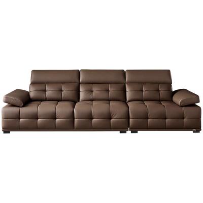 全友家居扶手头枕可调节真皮沙发