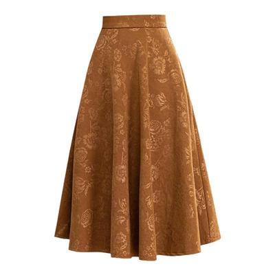 高端提花a字裙半身裙女2025秋冬新款垂感新中式复古百搭大码伞裙