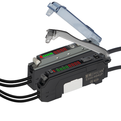 高性能数显光纤放大器传感器探头NPN漫反射对射光电开关24V感应器