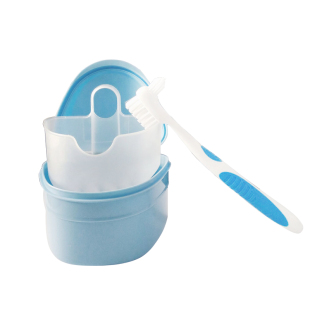 雅克菱假牙护理假牙刷+义齿盒清洗清洁放置收纳带牙套矫正器正畸