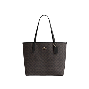 COACH/蔻驰官方 奥莱女士city33通勤大号老花单肩手提托特包CV976