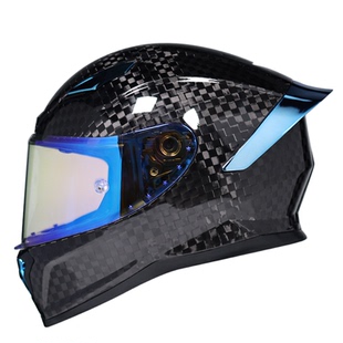 摩托车头盔男女碳纤维全盔黑武士闪电机车3C认证个性大尾翼蓝牙槽
