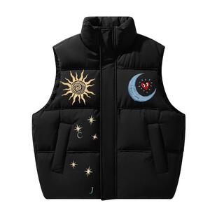 查尔斯桃心羽绒服背心马甲男女冬季新款加厚保暖潮牌立领坎肩外套