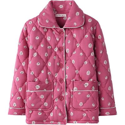 单件纯棉夹棉保暖睡衣上衣女