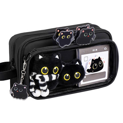 围巾小猫~可拆卸透明笔袋女生2025新款高颜值ins风大容量痛包文具盒小学生女孩耐脏男生初中生简约可爱铅笔袋