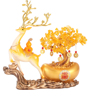 开业礼物店铺乔迁贺礼礼品客厅玄关旺宅元宝鹿祝福发财树招财摆件